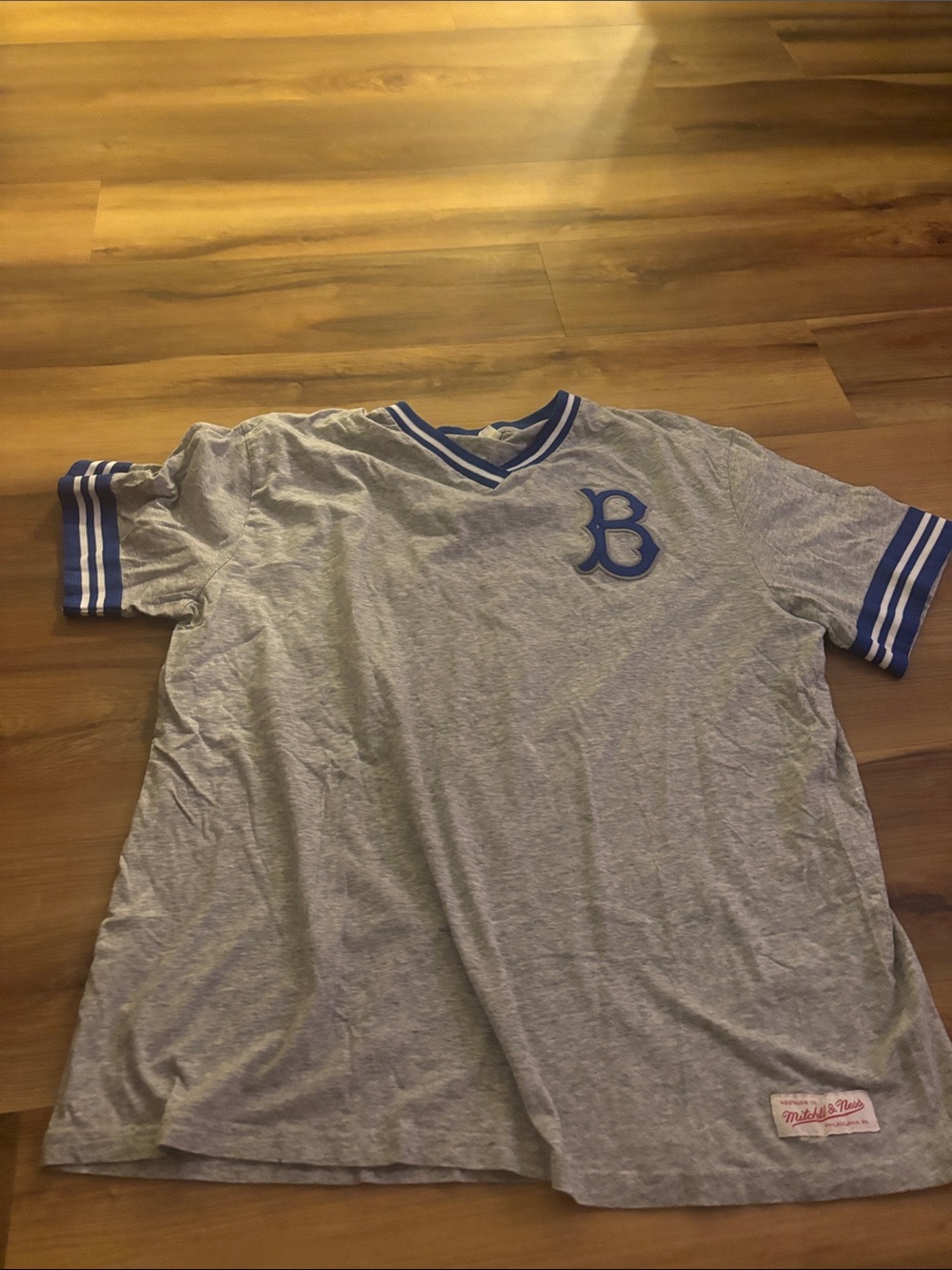 Mitchell & Ness Gray Dodgers Tee with Red Script Patch